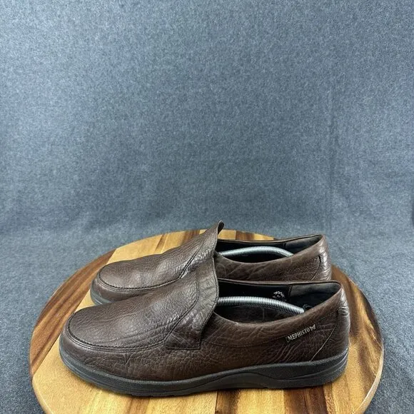 Mephisto Shoes Men's 13 Air Jet Slip On Brown Leather Casual Walking Loafers