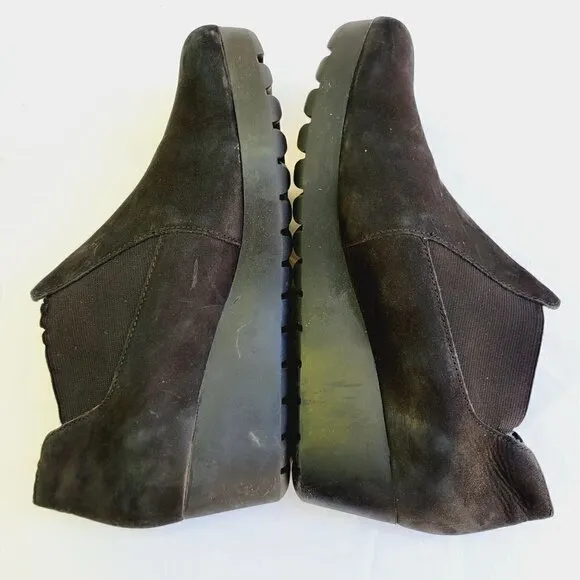 Mephisto Women's Black Suede Slip-on Tosca Wedge Ankle Chelsea Boots - size 10