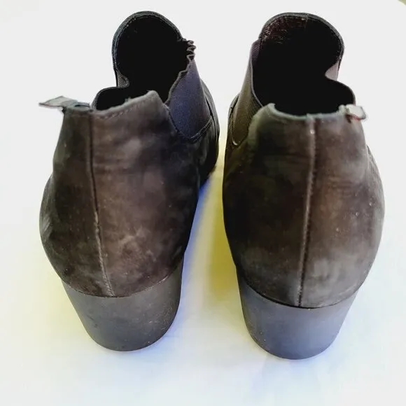 Mephisto Women's Black Suede Slip-on Tosca Wedge Ankle Chelsea Boots - size 10