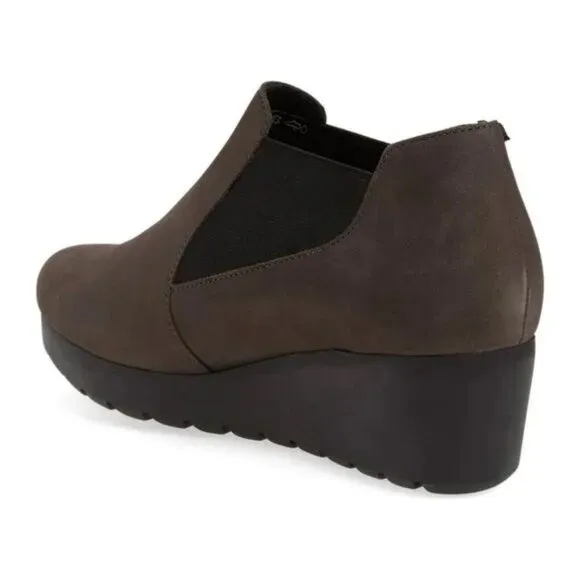 Mephisto Women's Tosca Brown Suede Slip-on Wedge Ankle Chelsea Boots Sz 10