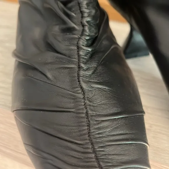 Mercedes Castillo Black Leather Caitlyn Ruched Ankle Boots, Size 9, NWOT
