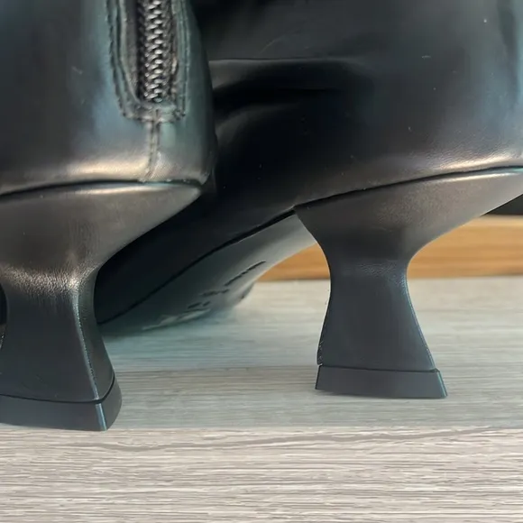 Mercedes Castillo Black Leather Caitlyn Ruched Ankle Boots, Size 9, NWOT