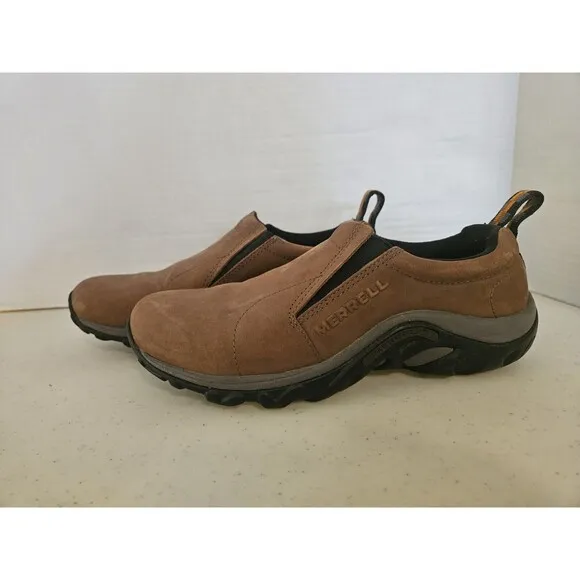 Merrell Jungle Moc Nubuck Shoes Men’s Sz 7.5 Brown Stretch Casual Loafers