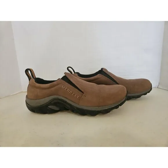 Merrell Jungle Moc Nubuck Shoes Men’s Sz 7.5 Brown Stretch Casual Loafers
