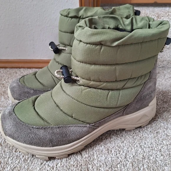 Merrell Mens Moc Zero Winter Boots Olive/Gray Warm Outdoors Size 10
