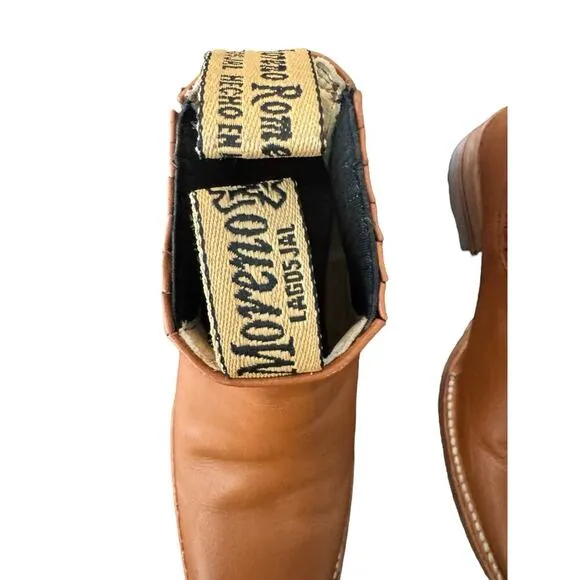 MEXICAN BOTINES YOUTH BOTIN COWBOY LEATHER RODEO SLIP ON ANKLE SQUARE TOE BOOTS