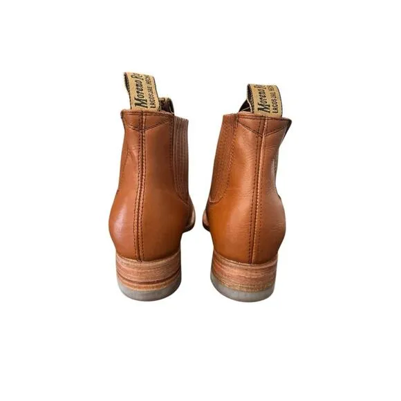 MEXICAN BOTINES YOUTH BOTIN COWBOY LEATHER RODEO SLIP ON ANKLE SQUARE TOE BOOTS