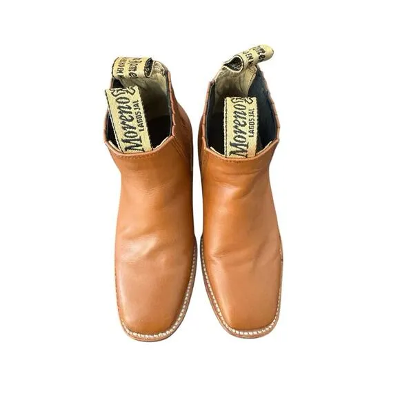MEXICAN BOTINES YOUTH BOTIN COWBOY LEATHER RODEO SLIP ON ANKLE SQUARE TOE BOOTS