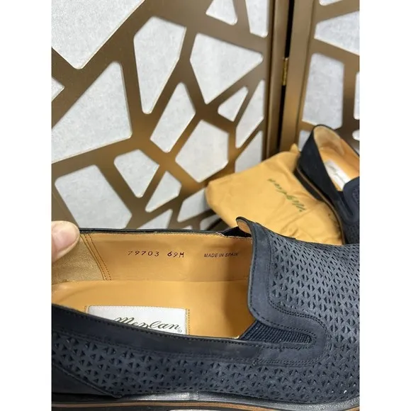 Mezlan Loafer Slip On Casual Dress Shoes Men Sz 10 Perforated Suede Leather