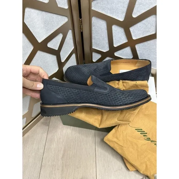 Mezlan Loafer Slip On Casual Dress Shoes Men Sz 10 Perforated Suede Leather