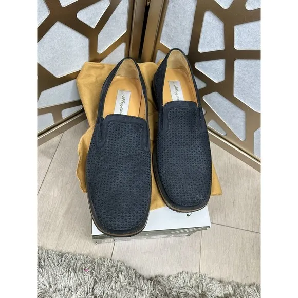 Mezlan Loafer Slip On Casual Dress Shoes Men Sz 10 Perforated Suede Leather