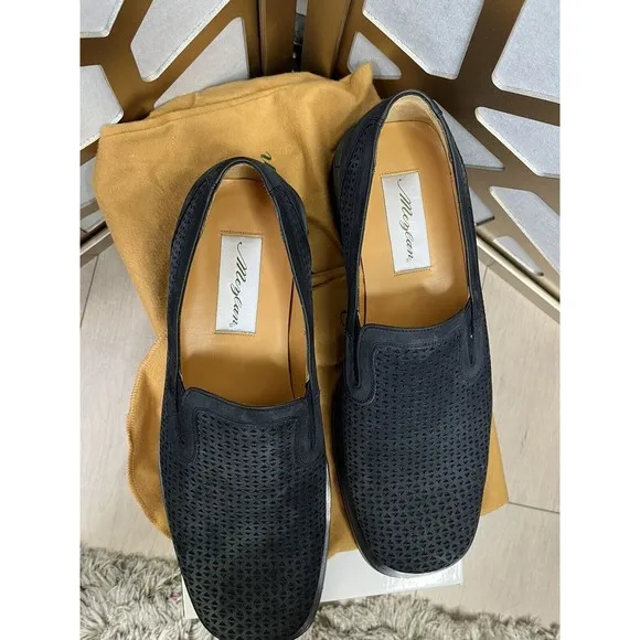 Mezlan Loafer Slip On Casual Dress Shoes Men Sz 10 Perforated Suede Leather