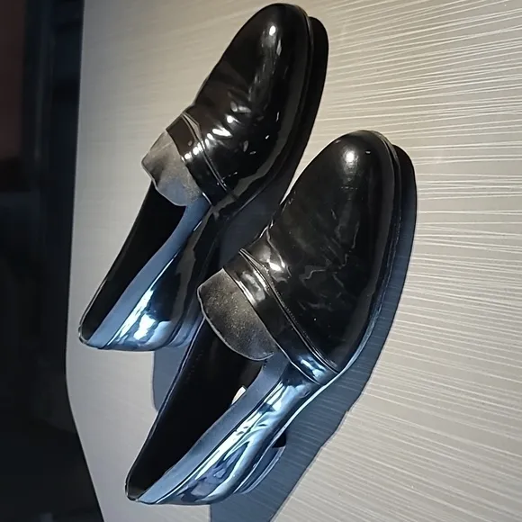 Mezlan 'Mirage' Black Patent Leather Loafers‎ Men's 14 M