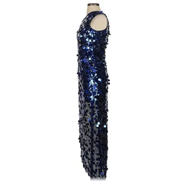 💥MEZMERAZING!💥One-shoulder Asymmetrical Gown in Royal Blue Disc Sequin