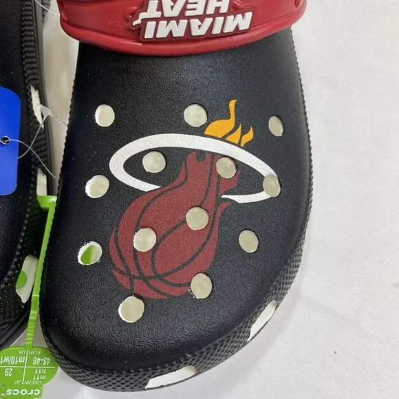 Miami Heat  Crocs Basketball Classic Clog Sandals Men's 12 Black Official NBA
