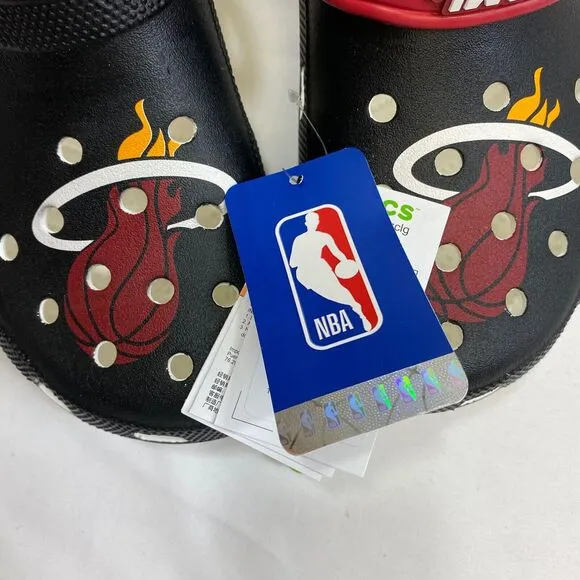 Miami Heat  Crocs Basketball Classic Clog Sandals Men's 12 Black Official NBA