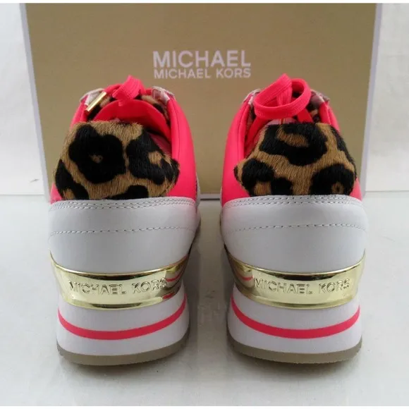 Michael Kors Billie Trainer Lace Up Fashion Sneakers Optic White Multi Size 7.5