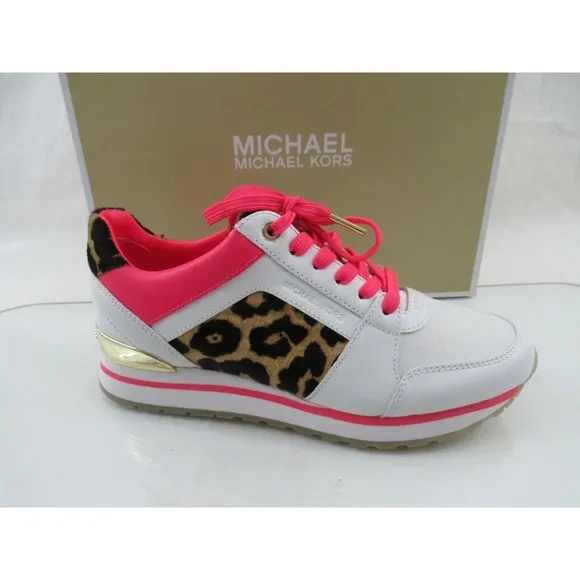 Michael Kors Billie Trainer Lace Up Fashion Sneakers Optic White Multi Size 7.5