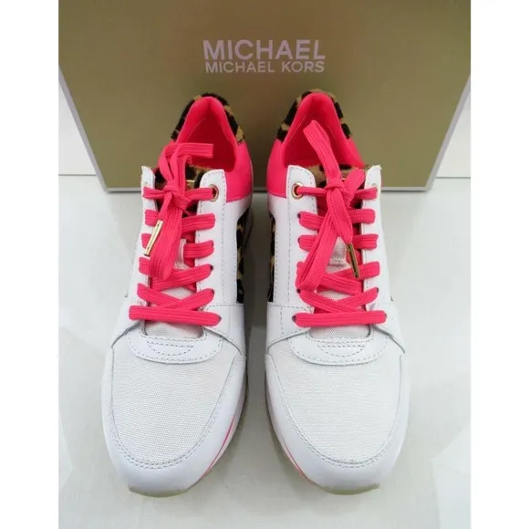 Michael Kors Billie Trainer Lace Up Fashion Sneakers Optic White Multi Size 7.5