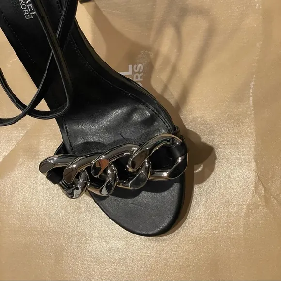 Michael Kors Black and Silver High Heeled Sandals
