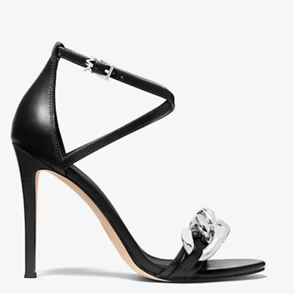 Michael Kors Black and Silver High Heeled Sandals