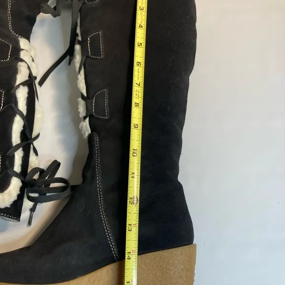 Michael kors black suede wedge tall boots 6 1/2