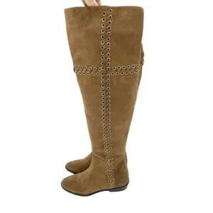 Michael Kors Boots Malin Grommet Suede Over-The-Knee Caramel SZ 6 New $395