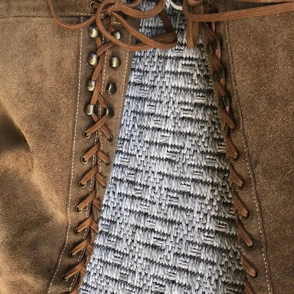 Michael Kors Brown suede lace up zip up platform heels.