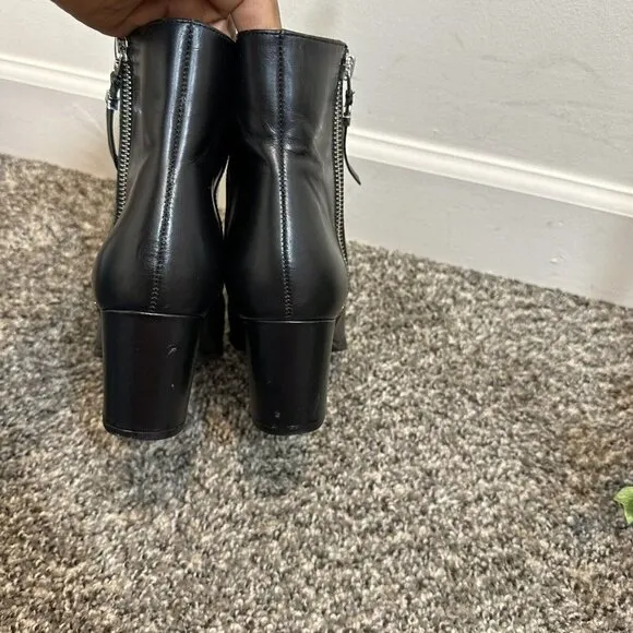 Michael Kors Dawson Mid Black Leather Pointed Toe Ankle Boots Bootie Size 6.5 M