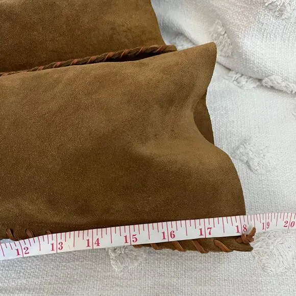 Michael Kors Genuine Suede Leather Boots Wedge Heel Braided Seam Slouchy Tall