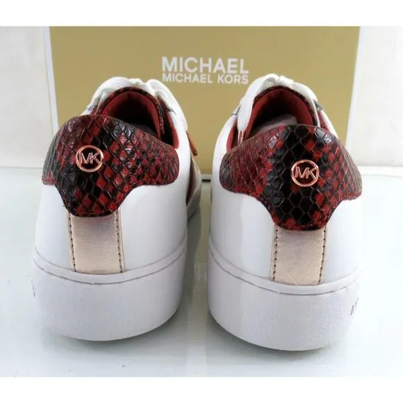 Michael Kors Irving Stripe Lace Up Designer Sneaker MK Logo Optic White