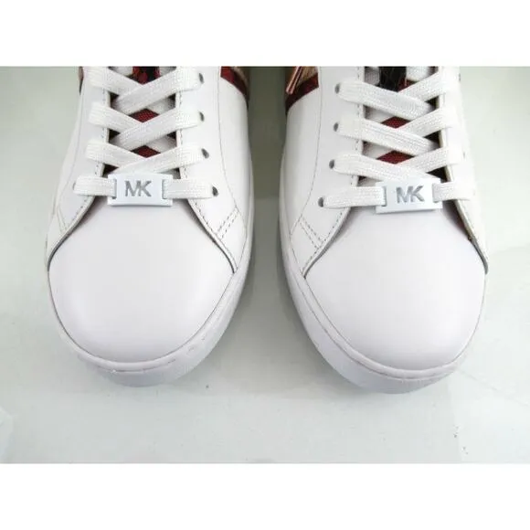 Michael Kors Irving Stripe Lace Up Designer Sneaker MK Logo Optic White