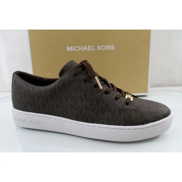 Michael Kors Keaton Lace Up Designer Sneakers MK Logo Brown Size 9
