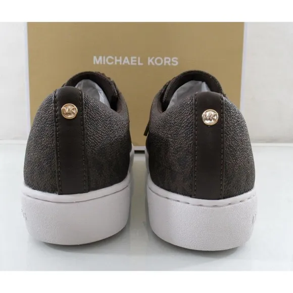 Michael Kors Keaton Lace Up Designer Sneakers MK Logo Brown Size 9