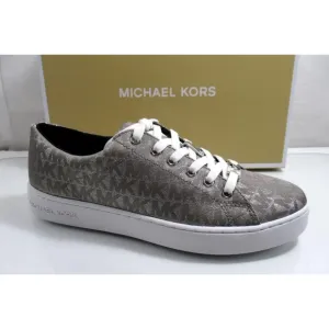 Michael Kors Keaton Lace Up Designer Sneakers MK Logo Silver Size 7.5