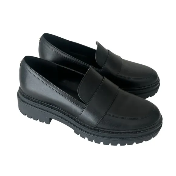 Michael Kors Parker lug black leather loafers 8