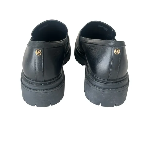 Michael Kors Parker lug black leather loafers 8