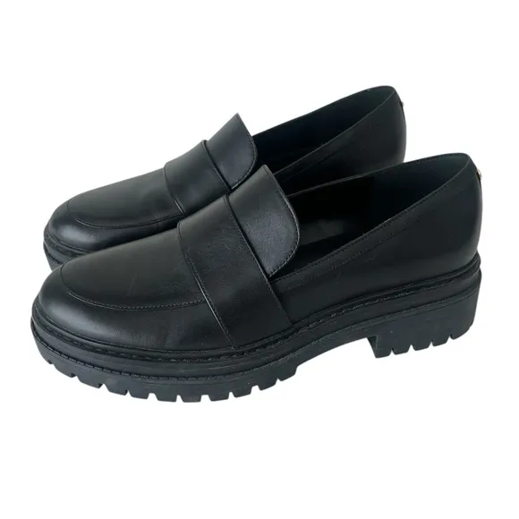 Michael Kors Parker lug black leather loafers 8