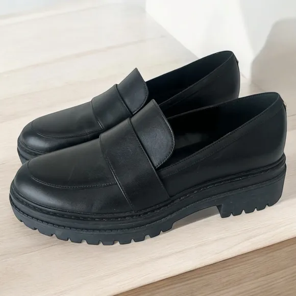 Michael Kors Parker lug black leather loafers 8