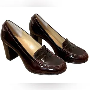 MICHAEL KORS patent leather block heel loafers 🩷🖤