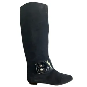 Michael Kors Vintage Emily Black Suede Leather Boots size 8