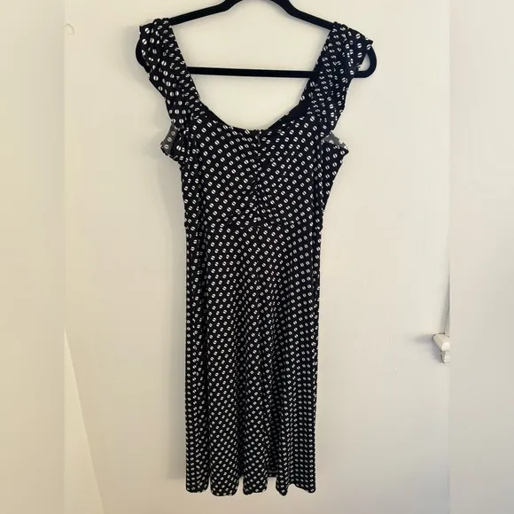 Michael Kors Womens Sliced Dot Ruffle Long Black Dress