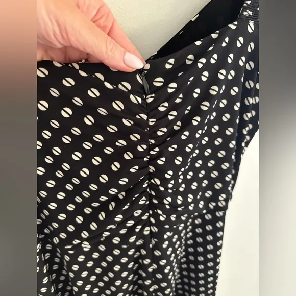 Michael Kors Womens Sliced Dot Ruffle Long Black Dress