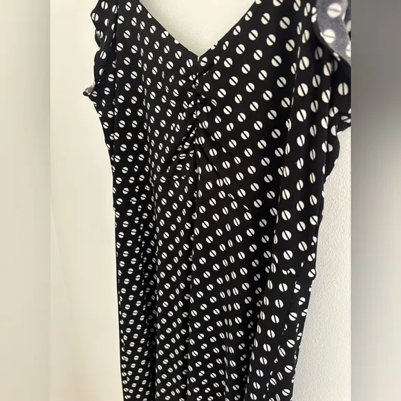 Michael Kors Womens Sliced Dot Ruffle Long Black Dress