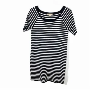 Michael Kors Short Sleeve Black and White Striped T-Shirt Dress