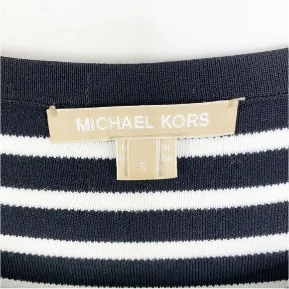 Michael Kors Short Sleeve Black and White Striped T-Shirt Dress
