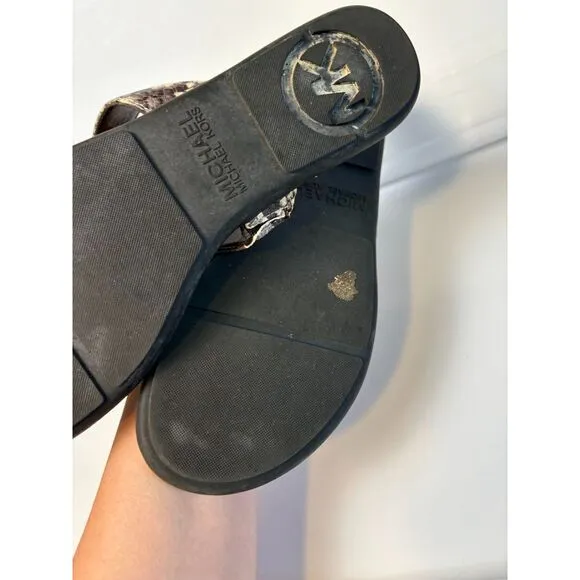 MICHAEL MICHAEL KORS Colleen Thong Sandals Fashion Embossed Flip Flops Flat 9