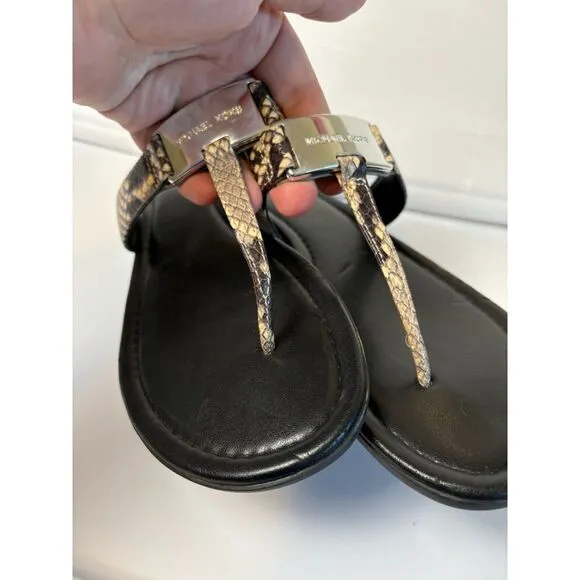 MICHAEL MICHAEL KORS Colleen Thong Sandals Fashion Embossed Flip Flops Flat 9
