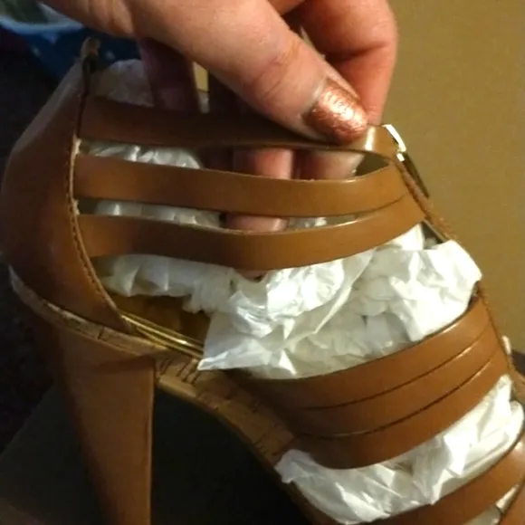 MICHAEL Michael Kors T-Strap Leather Ankle Booties Platform Cork HiHeel Sandals
