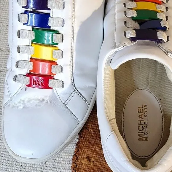 Michael Kors Cameron Leather Fashion Rainbow Lace Sneakers